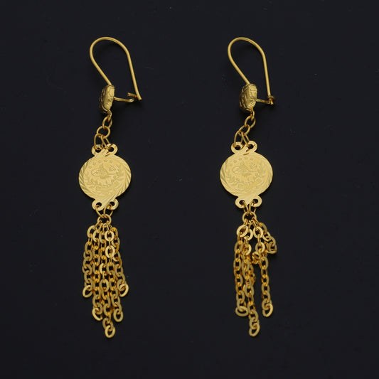 Gold Vintage Coin Earrings 21KT - FKJERN21KM11400