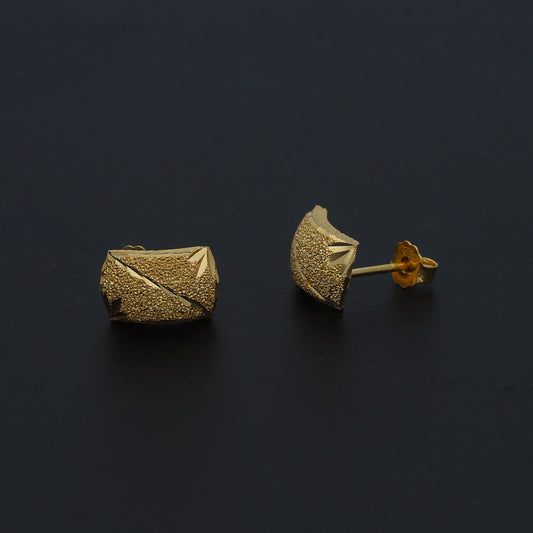 Gold Classic Textured Earrings 21KT - FKJERN21KM11405