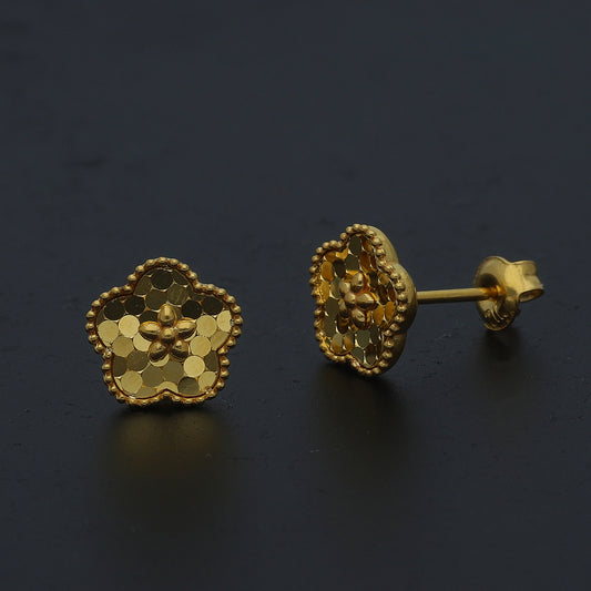 Gold Classic Flower Earrings 21KT - FKJERN21KM11406