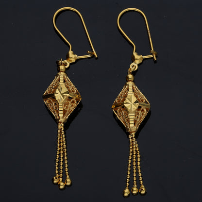 Gold Classic Filigree Drop Earrings 21KT - FKJERN21KM11465