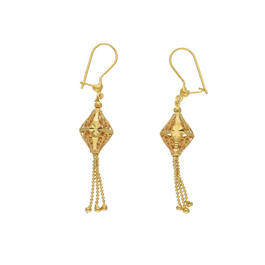 Gold Classic Filigree Drop Earrings 21KT - FKJERN21KM11465