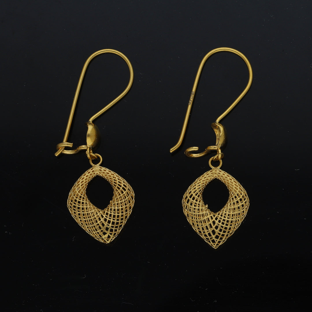 Gold Filigree Dangle Earrings 21KT - FKJERN21KM11474