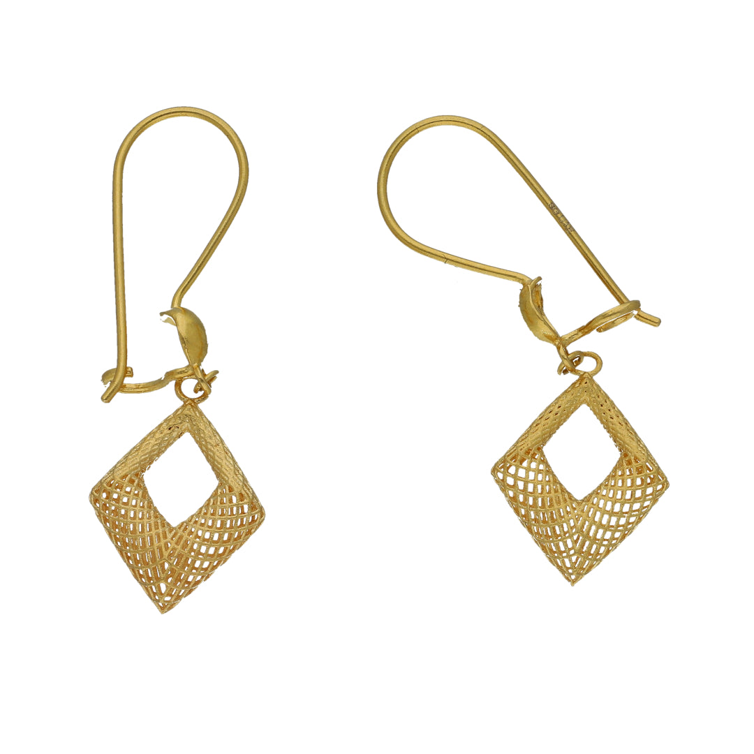 Gold Square Filigree Earrings 21KT - FKJERN21KM11482