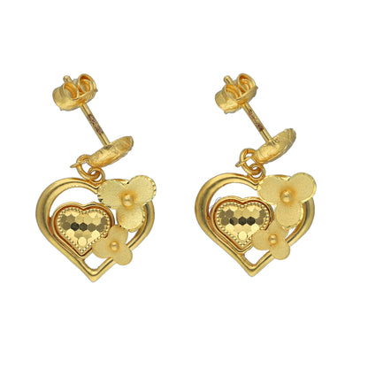 Gold Heart Blossom Earrings 21KT - FKJERN21KM11511