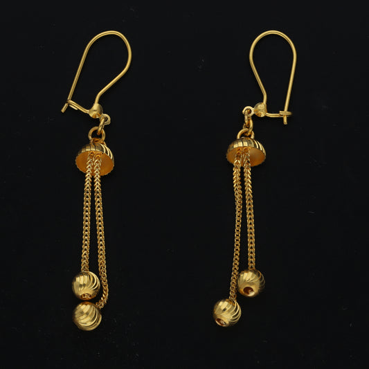 Gold Dual Drop Earrings 21KT - FKJERN21KM11512