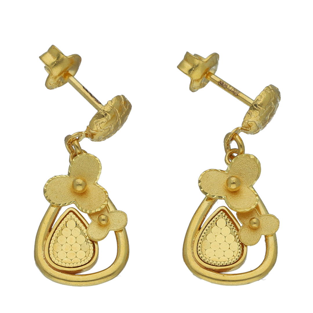 Gold Petal Drop Earrings 21KT - FKJERN21KM11516