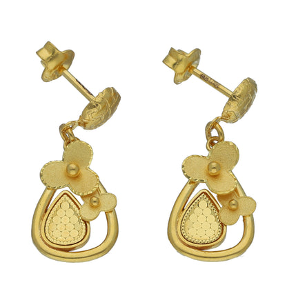 Gold Petal Drop Earrings 21KT - FKJERN21KM11516