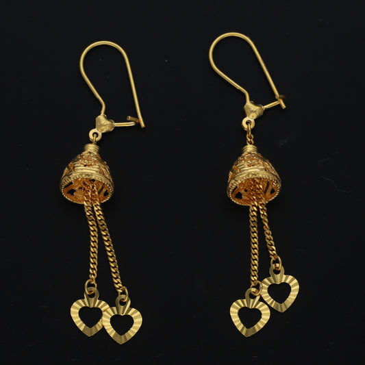 Gold Love Tassel Earrings 21KT - FKJERN21KM11522