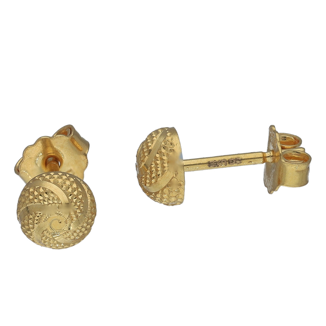 Gold Textured Ball Earrings 21KT - FKJERN21KM11528