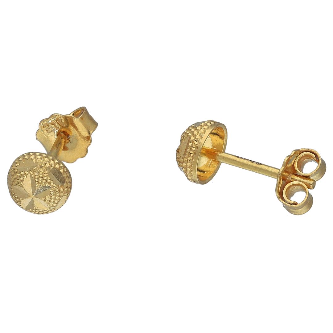 Gold Textured Star Ball Earrings 21KT - FKJERN21KM11530