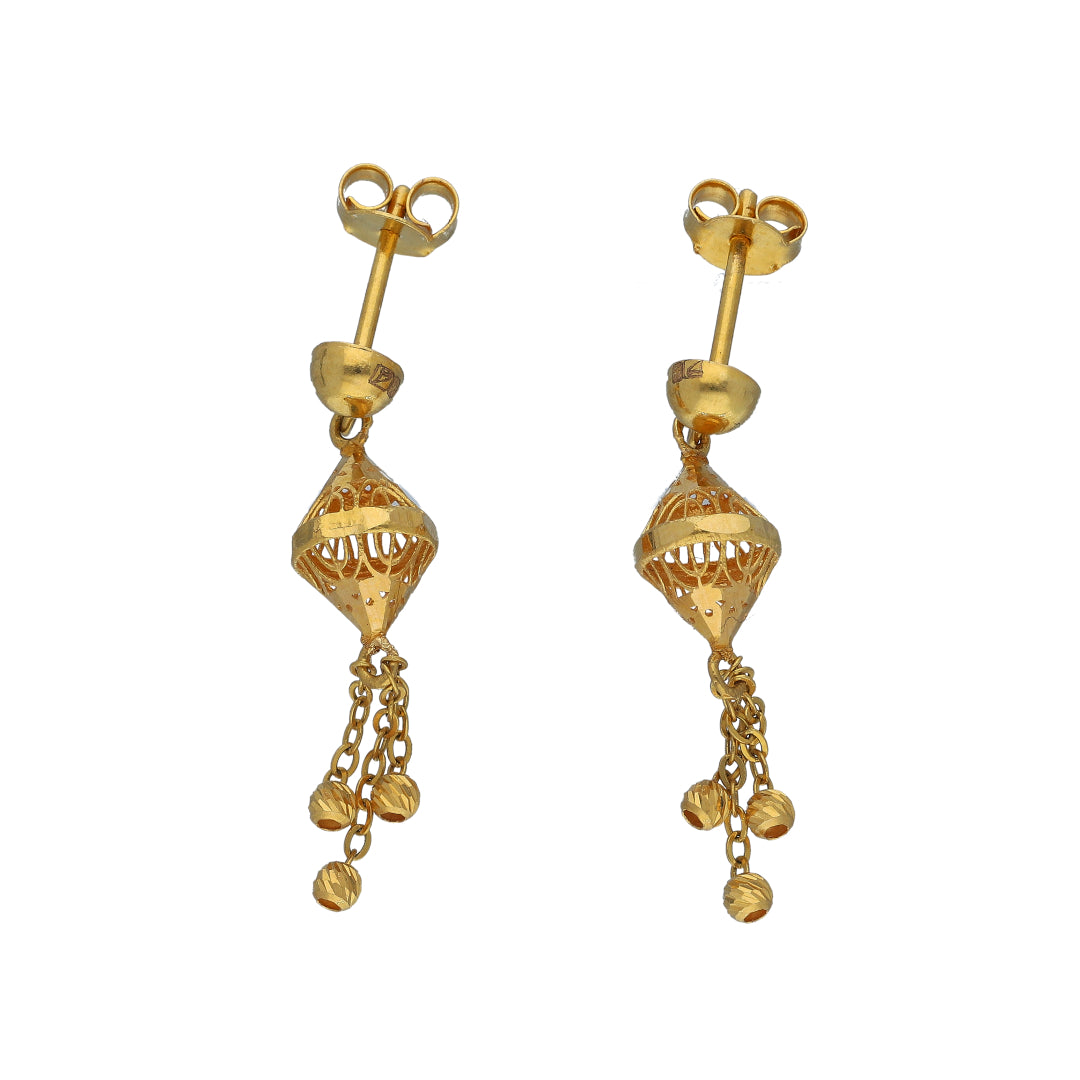 Gold Bell Drop Earrings 21KT - FKJERN21KM11531
