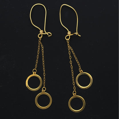Gold Open Circle Dangle Earrings 21KT - FKJERN21KM11533