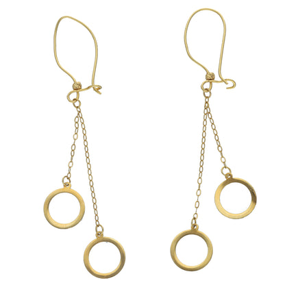 Gold Open Circle Dangle Earrings 21KT - FKJERN21KM11533