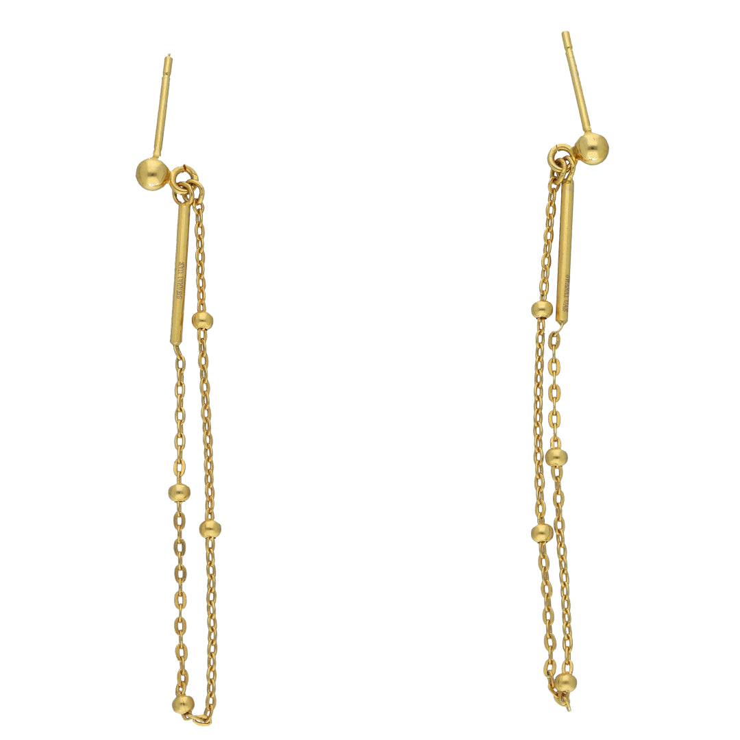 Gold Linear Drop Earrings 21KT - FKJERN21KM11537