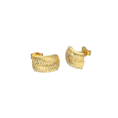 Gold Classic Textured Earrings 21KT - FKJERN21KM11604