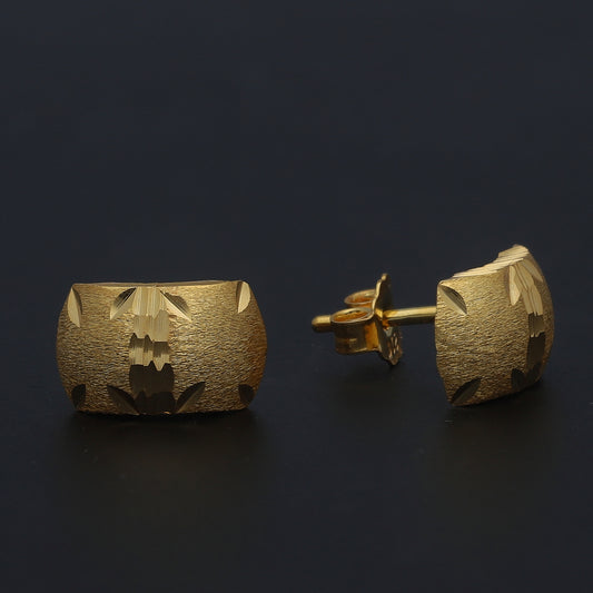 Gold Classic Textured Earrings 21KT - FKJERN21KM11605