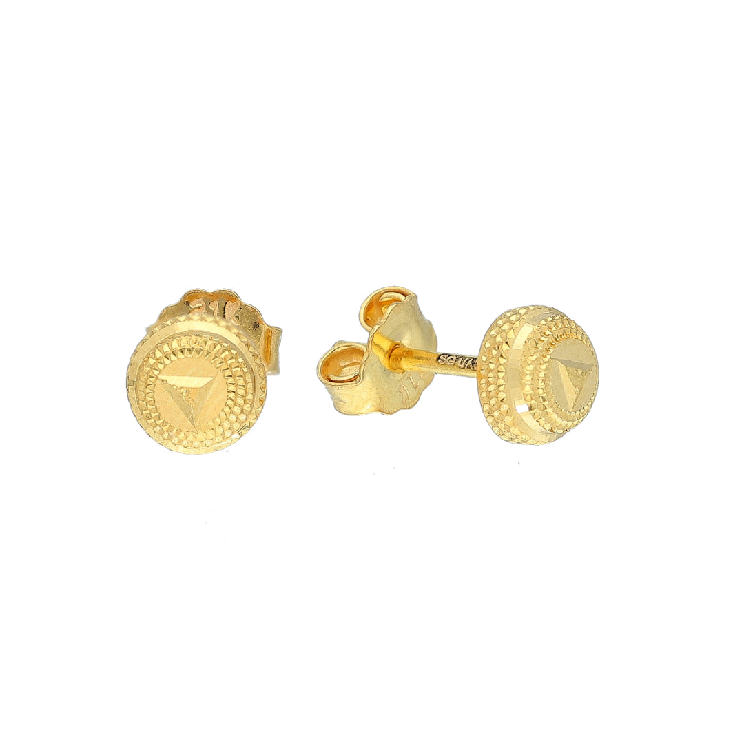 Gold Classic Textured Earrings 21KT - FKJERN21KM11606