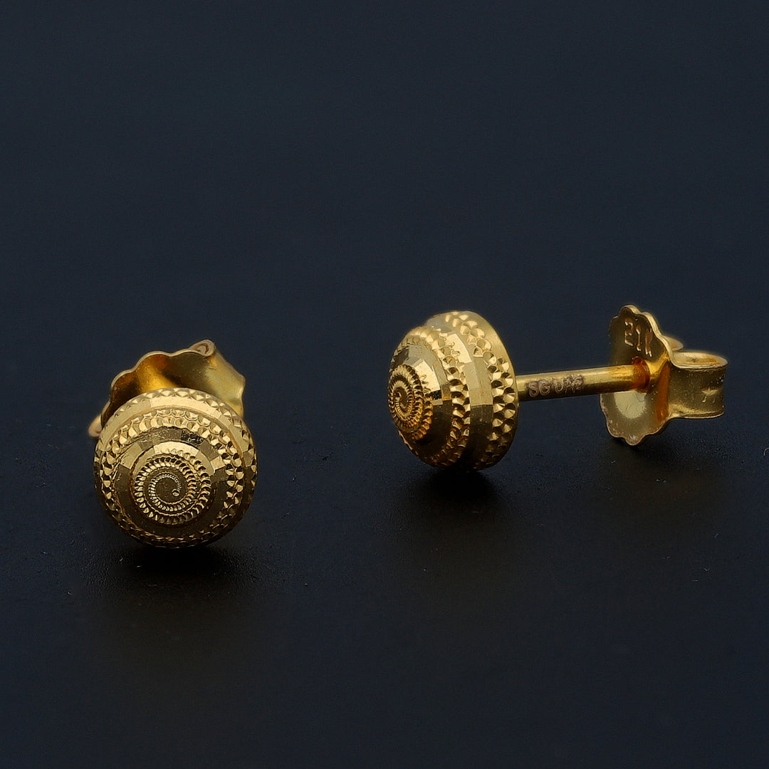 Gold Classic Textured Earrings 21KT - FKJERN21KM11607