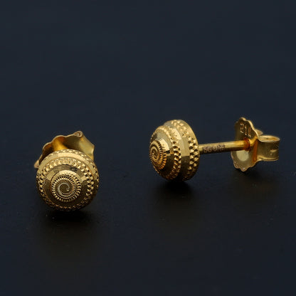 Gold Classic Textured Earrings 21KT - FKJERN21KM11607