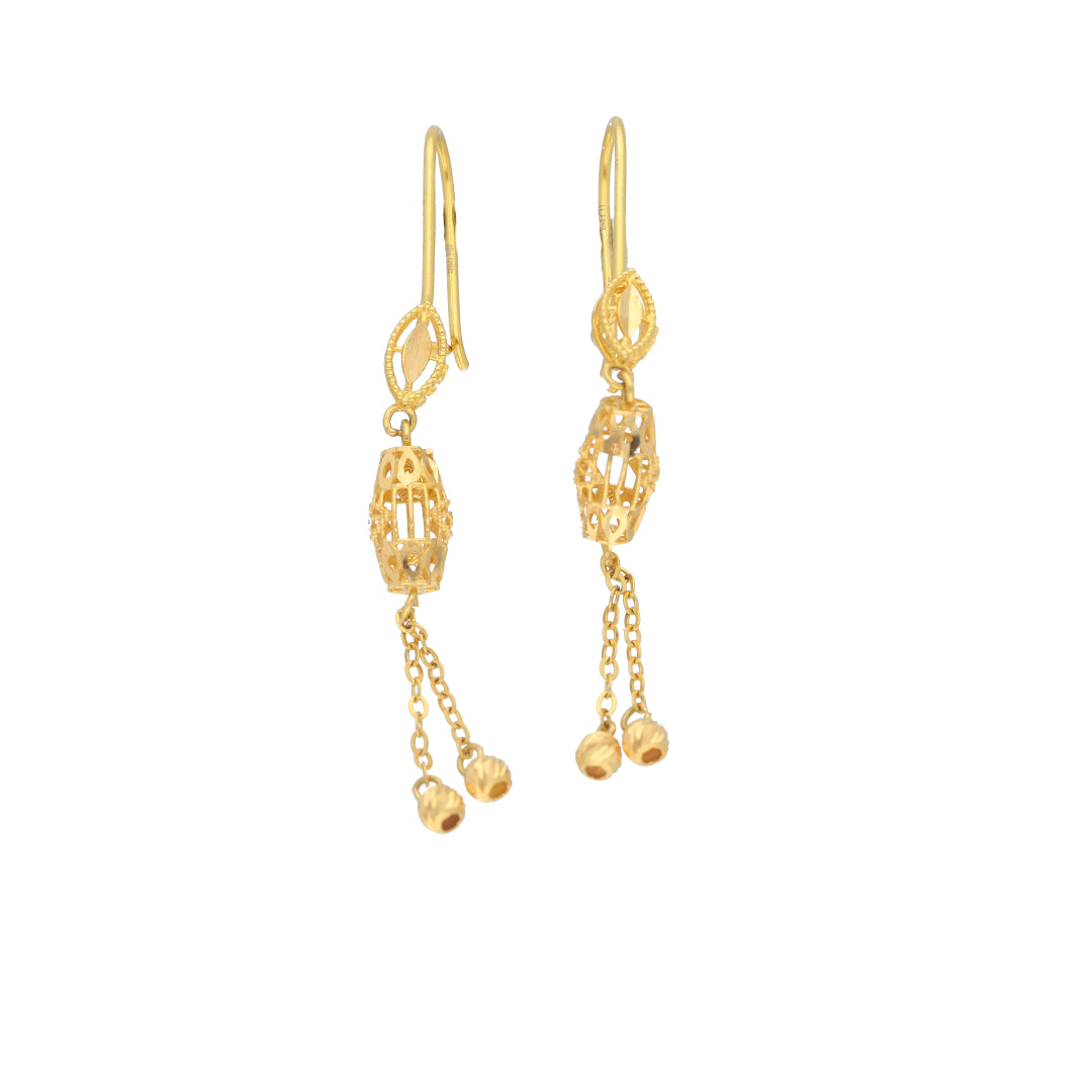 Gold Dangler Earrings 21KT - FKJERN21KM11609