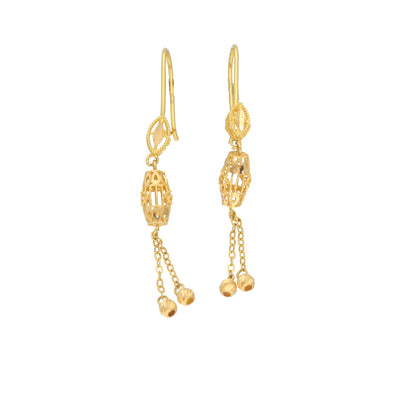 Gold Dangler Earrings 21KT - FKJERN21KM11609