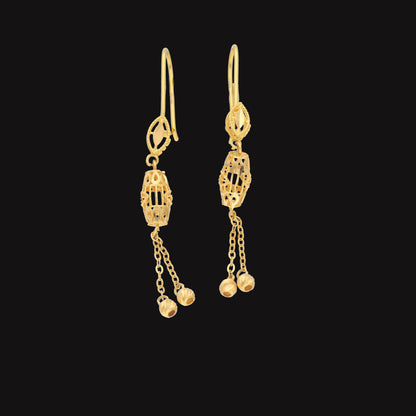 Gold Dangler Earrings 21KT - FKJERN21KM11609