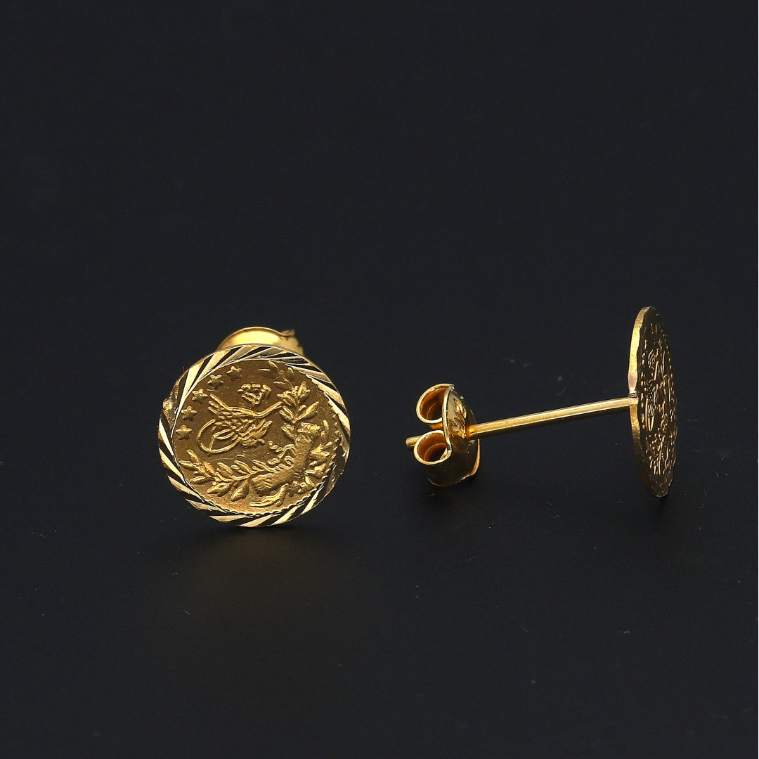 Gold Lira Earrings 21KT - FKJERN21KM11648