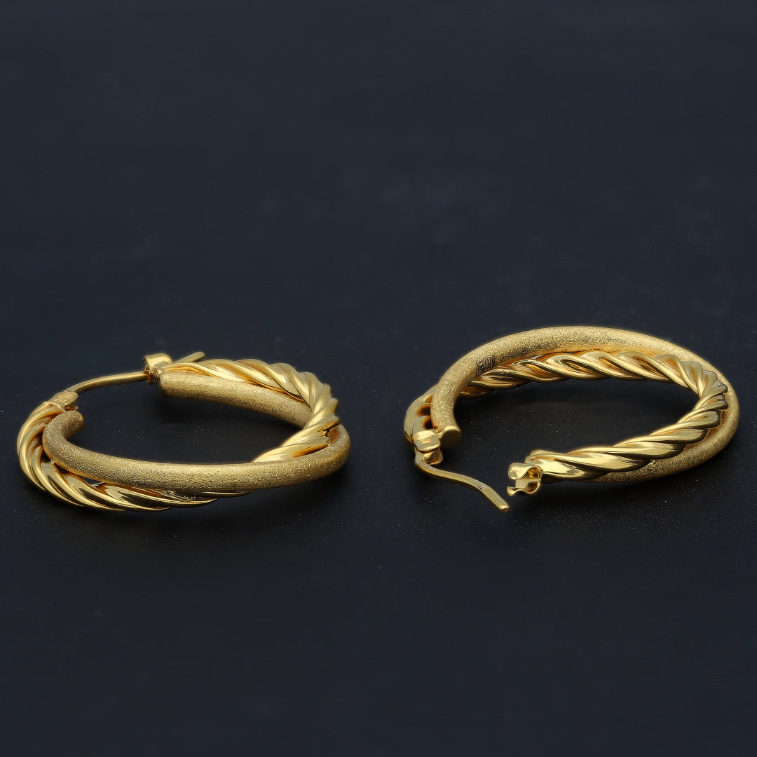 Buy Gold Hoop Earrings 21KT at FKJewellers | FKJERN21KM11723 – FK Jewellers