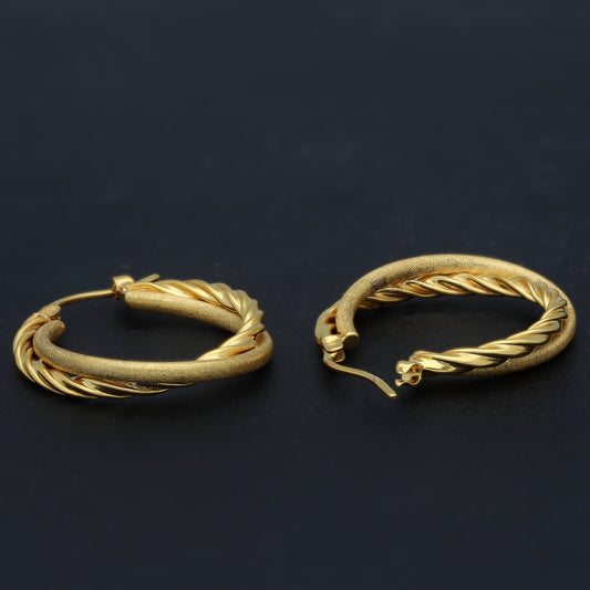 Gold Hoop Earrings 21KT - FKJERN21KM11723