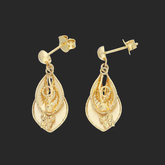 Gold Hanging Earrings 21KT - FKJERN21KM11726