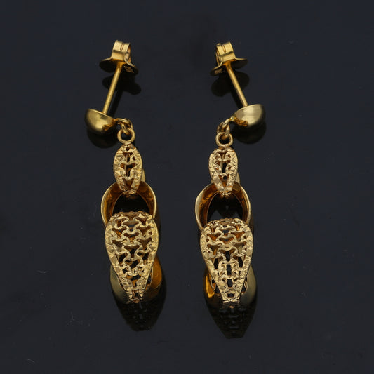 Gold Turkish Design Hanging Earrings 21KT - FKJERN21KM11820