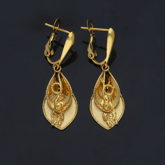 Gold Hanging Earrings 21KT - FKJERN21KM11846