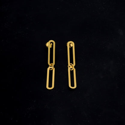 Gold Paperclip Earrings 21KT - FKJERN21KM11850