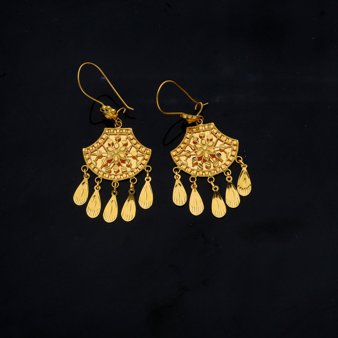 Gold Hanging Earrings 21KT - FKJERN21KM11870