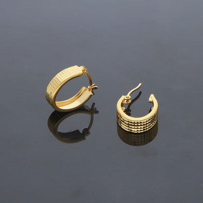 Gold Textured Hoop Earrings 21KT - FKJERN21KM11926
