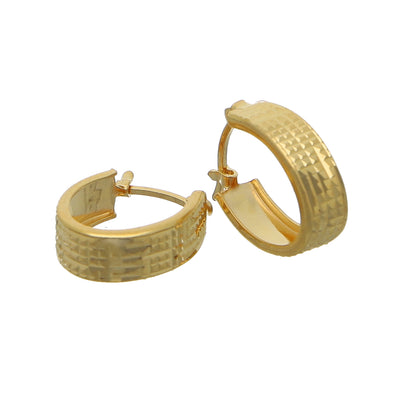 Gold Textured Hoop Earrings 21KT - FKJERN21KM11926