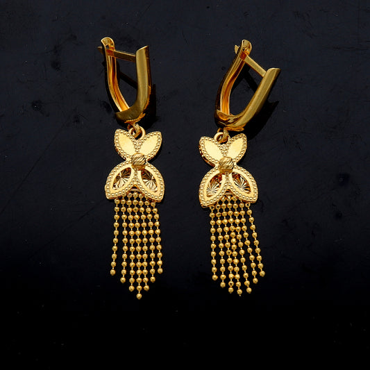 Gold Floral Dangle Earrings 21KT - FKJERN21KM11927