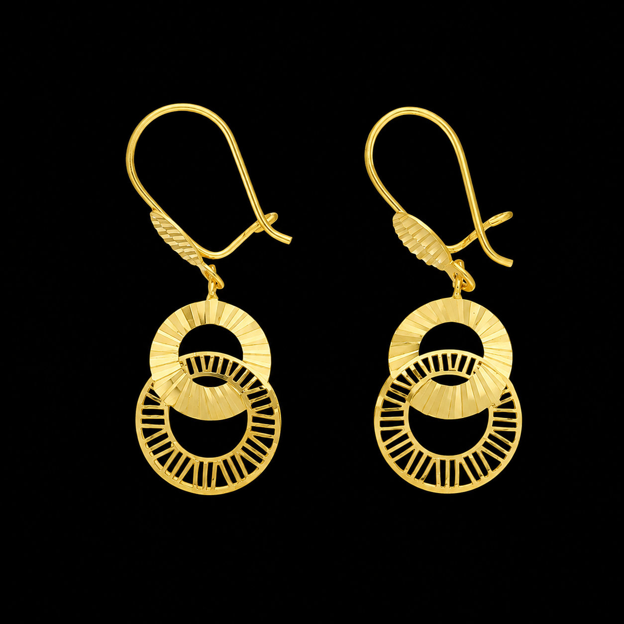 Gold Ring Shaped Dangler Earrings 21KT - FKJERN21KM12025