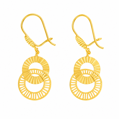 Gold Ring Shaped Dangler Earrings 21KT - FKJERN21KM12025