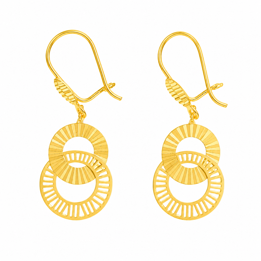 Gold Ring Shaped Dangler Earrings 21KT - FKJERN21KM12025