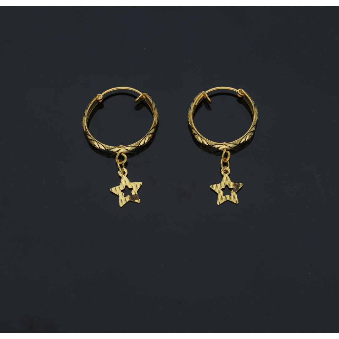 Gold Star Shaped Dangler Earrings 21KT - FKJERN21KM12027