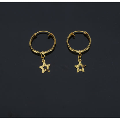Gold Star Shaped Dangler Earrings 21KT - FKJERN21KM12027