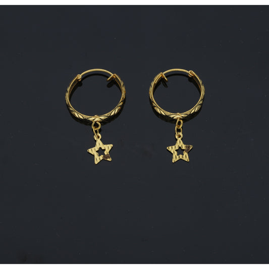 Gold Star Shaped Dangler Earrings 21KT - FKJERN21KM12027