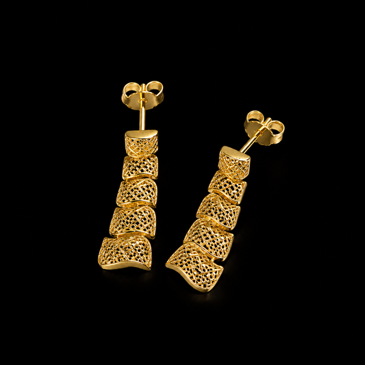 Gold Turkish Design Dangler Earrings 21KT - FKJERN21KM12049