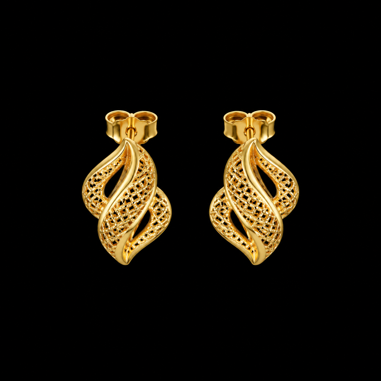 Gold Mesh Earrings 21KT - FKJERN21KM12050