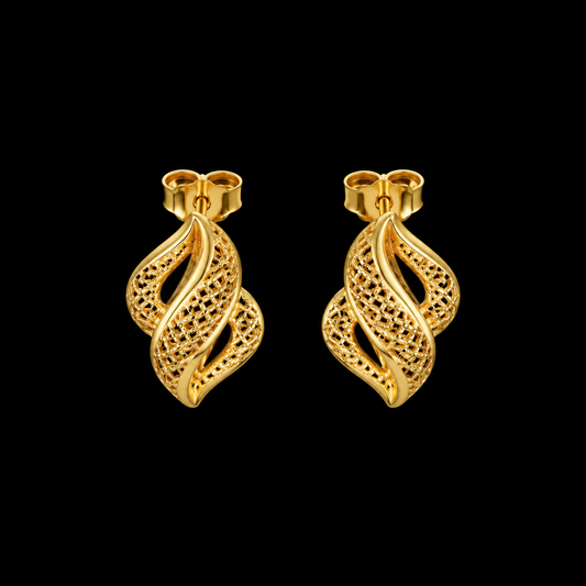 Gold Mesh Earrings 21KT - FKJERN21KM12050