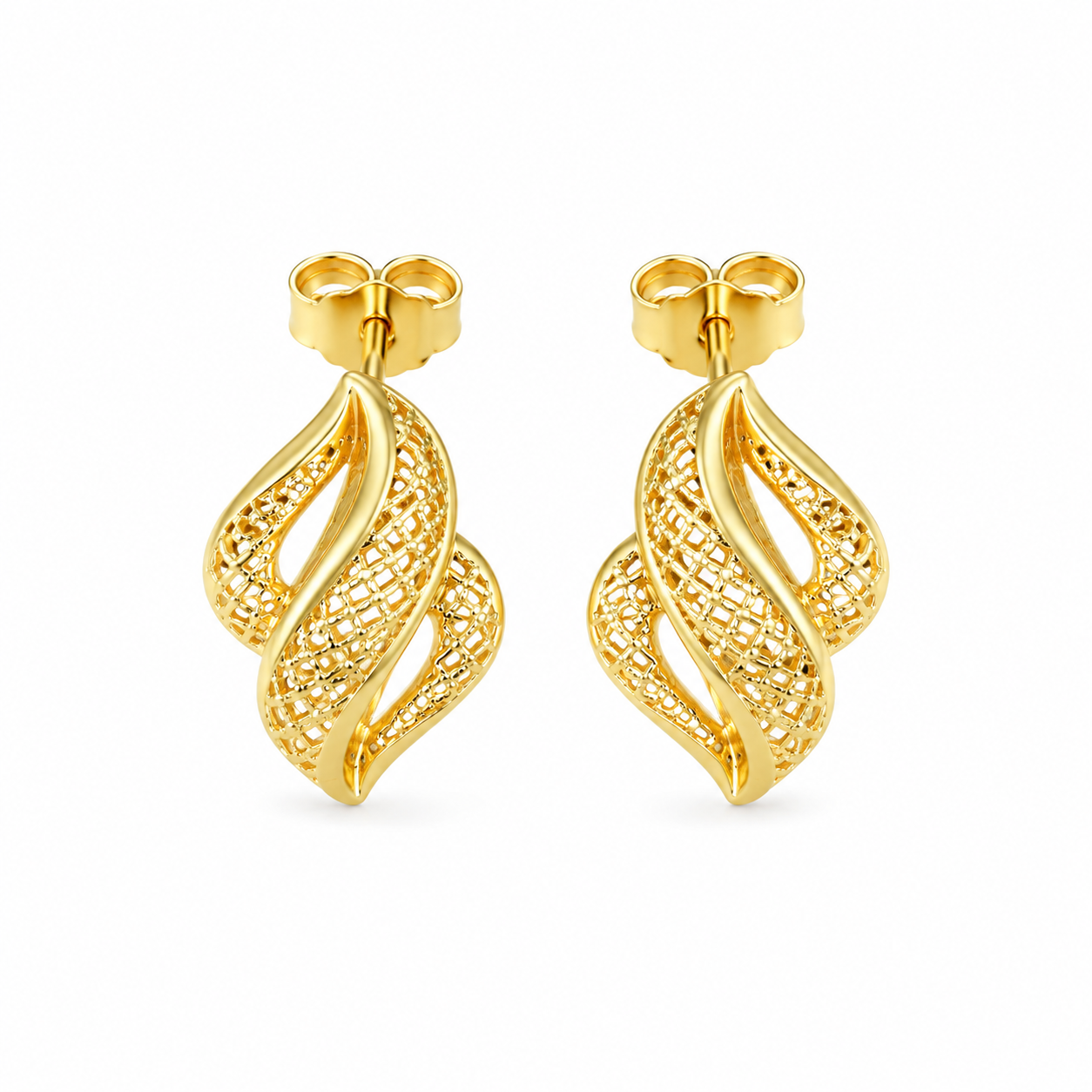 Gold Mesh Earrings 21KT - FKJERN21KM12050