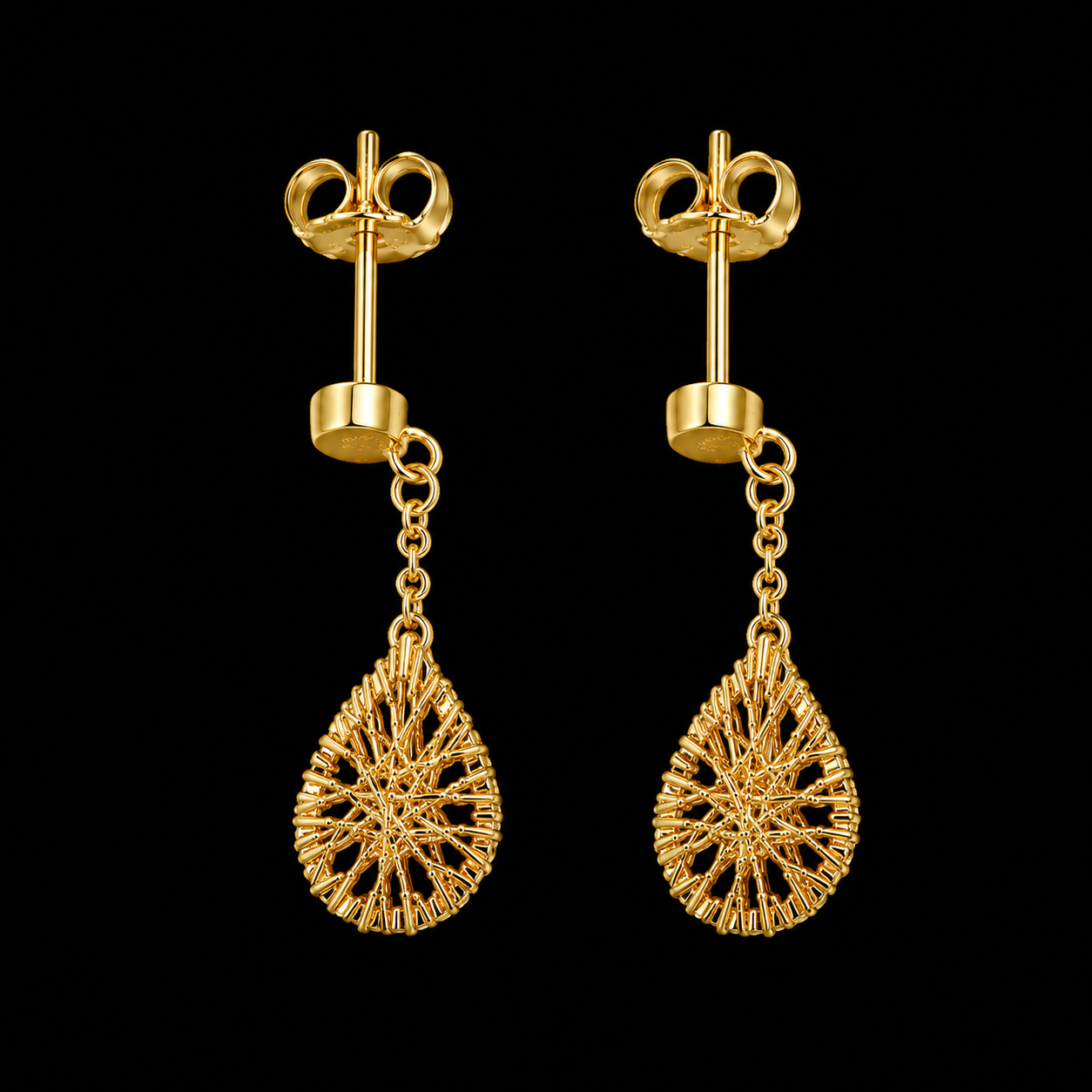 Gold Turkish Design Dangler Earrings 21KT - FKJERN21KM12052