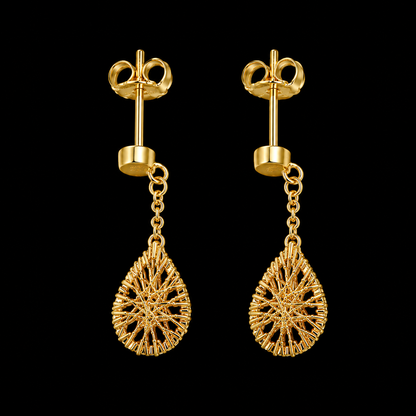 Gold Turkish Design Dangler Earrings 21KT - FKJERN21KM12052