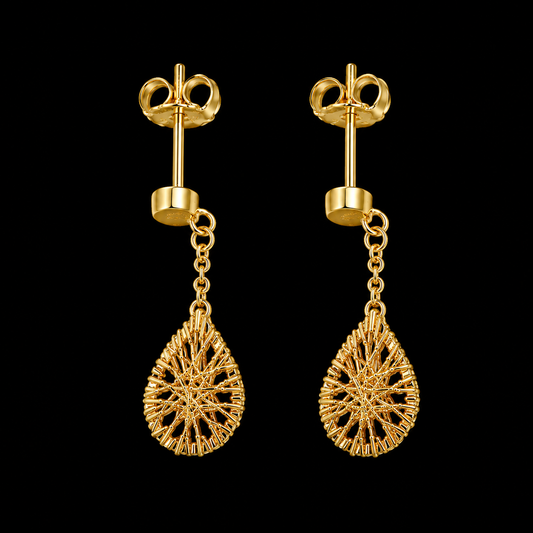 Gold Turkish Design Dangler Earrings 21KT - FKJERN21KM12052
